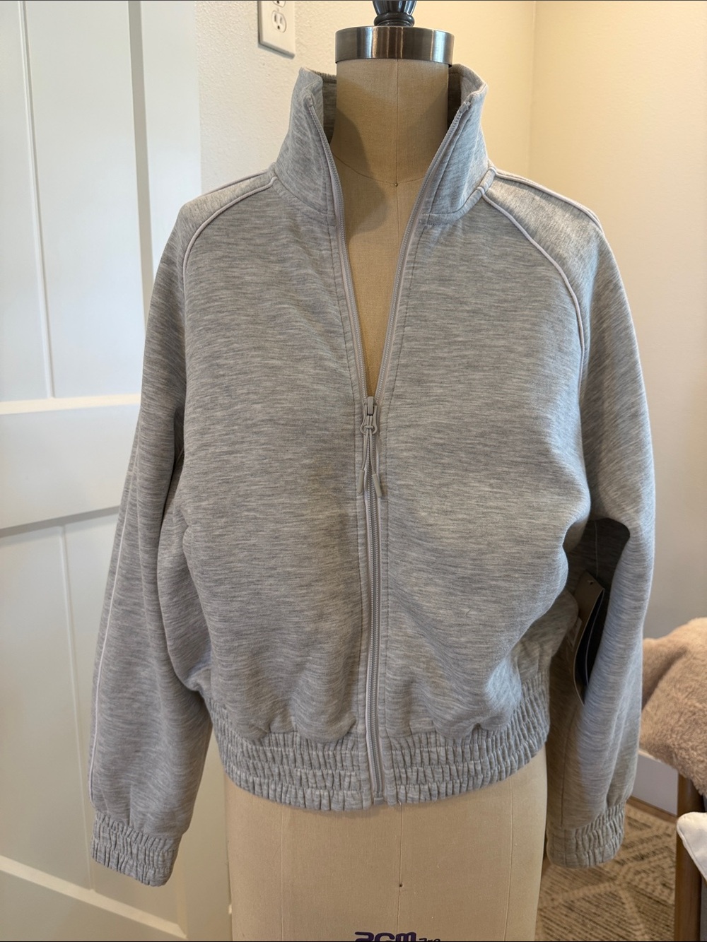 Avia Light Gray Double Knit Zip Jacket